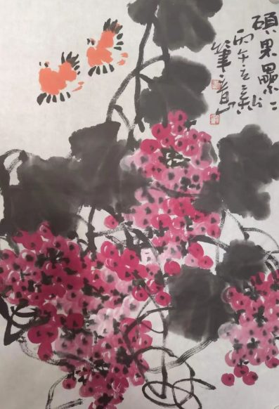 题李立新孟秋葡萄图